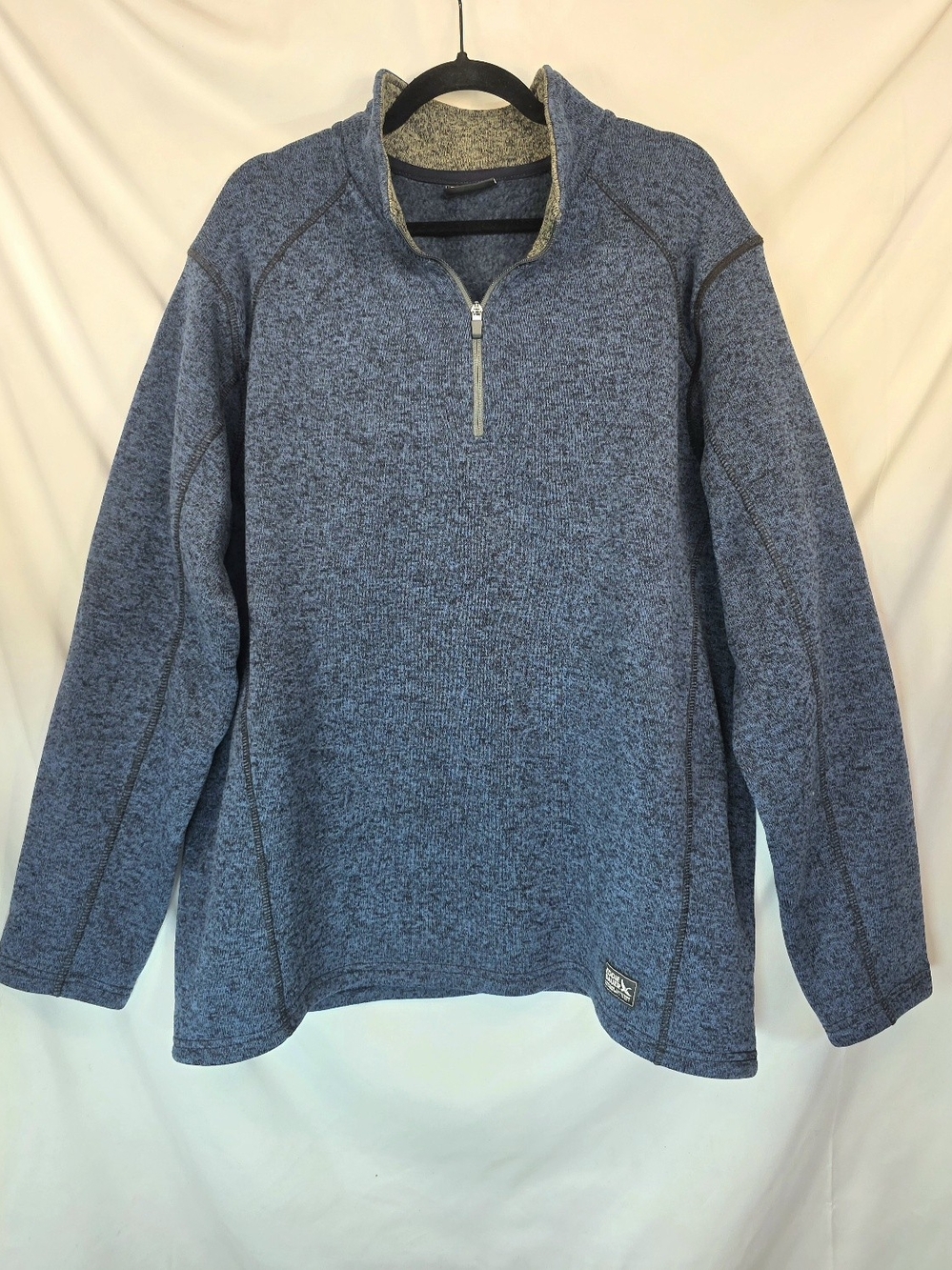 Eddie Bauer Mens 2XL 1/4 Zip Radiator Fleece Pullover Blue Heathered Outdoor